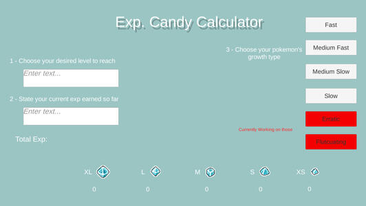 Pokemon experience candy calculator